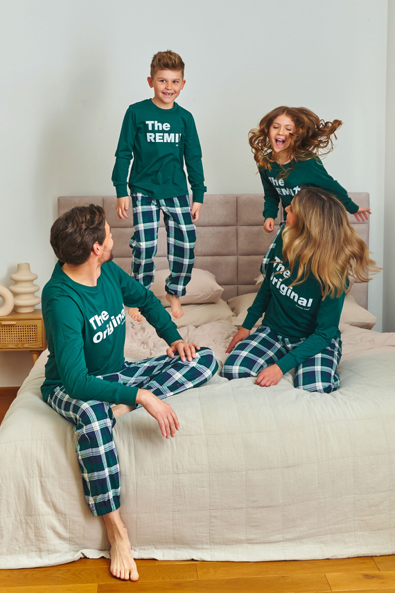 Doctor Nap 7342 – Unisex-Kinderpyjama „The Remix“ | Familienkollektion, polnische Produktion – Marineblau