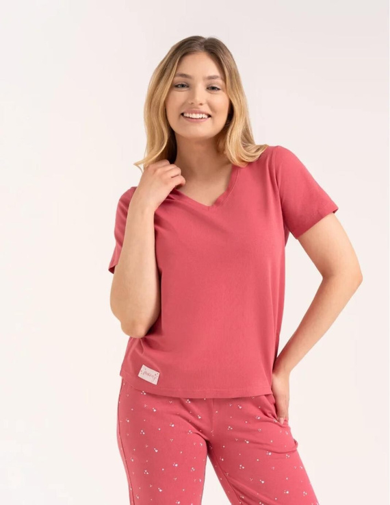 Damen-Pyjama Moraj PDD4300-024 Rosa Baumwolle Herzchen Lange Hose