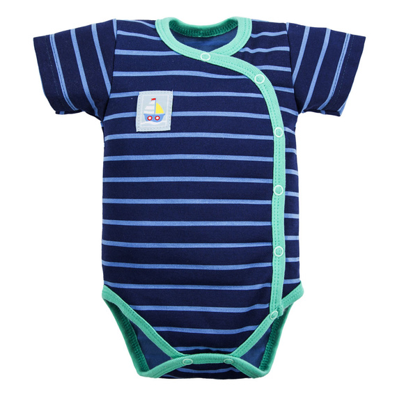 Ships Eevi Baby-Body mit Umschlag, Marineblau – 100 % Baumwolle, kurze Ärmel