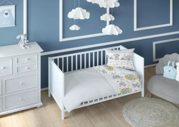 2896 B Land of Dreams Kinderbettwäsche aus Baumwolle, Karo-Teddybären