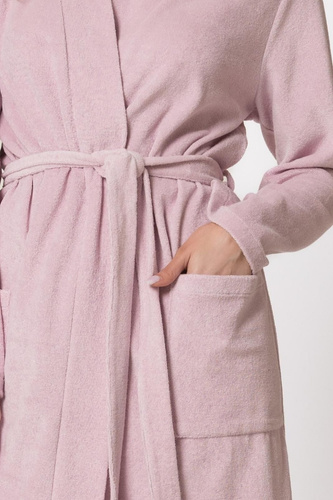 Damenbademantel 1819 Emma Leveza Frottee Baumwolle Kimono knielang puderrosa