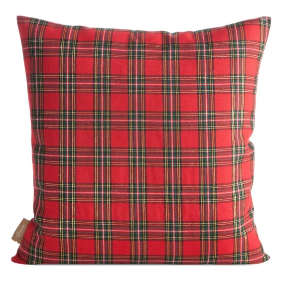 Chp 165 Eurofirany Weihnachtskissenbezug – rotes Karomuster mit Weihnachtsmann und Aufschrift