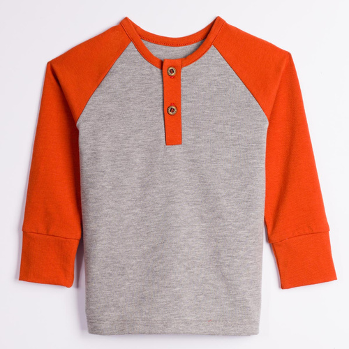 228138 Nicol FARMA Jungenbluse Henley Raglan grau rost Baumwolle