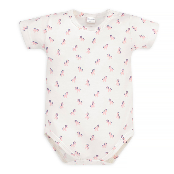 Lovely Day Body mit kurzen Ärmeln Pinocchio – ecrufarbene Pferde