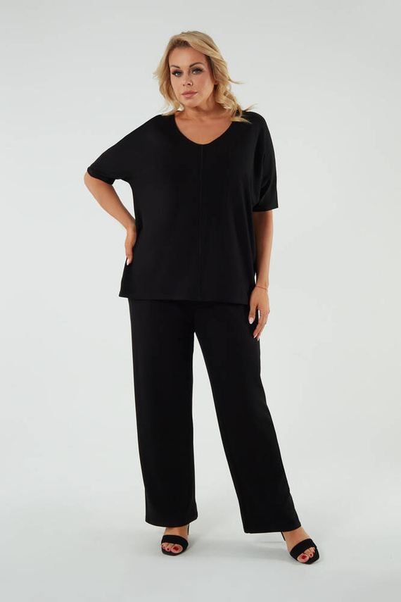 Soler Kurzarmbluse Italian Fashion - schwarz 