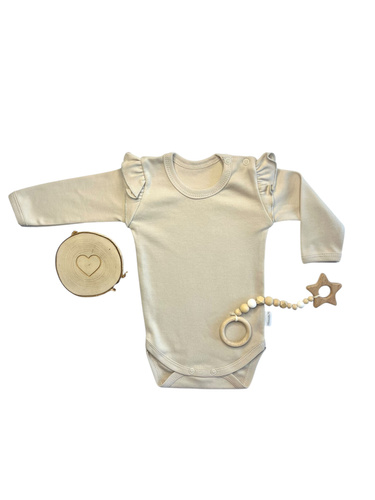 Langarm-Body für Mädchen, beige BD15228 – Baumwolle und bequem