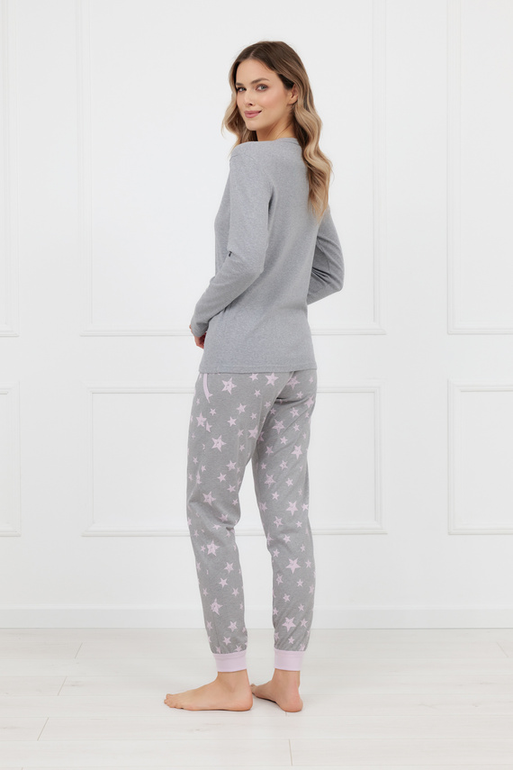 Baumwoll-Damenpyjama Sara Italian Fashion – Set mit Langarmshirt und langer Hose, zart und bequem