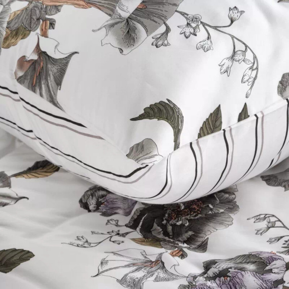 Frühling 39 Blumen Satinbettwäsche Eurovorhänge weiß/grau