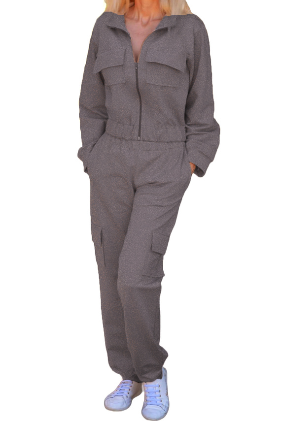 Mili Mirale Damen-Trainingsanzug aus Baumwolle, bequemes Set mit Taschen – polnische Produktion – Grau