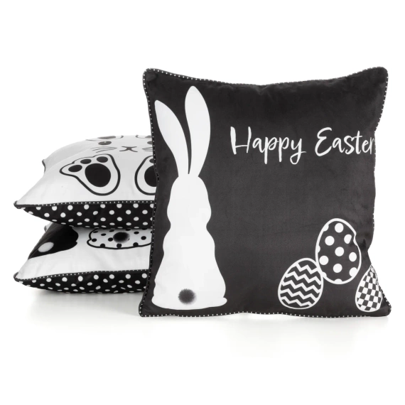 Frühling 5 Osterkissenbezug mit Samtdruck, Eurocurtains, schwarz