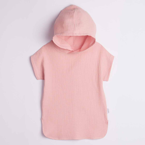 Kinderponcho Nicol 224391 Musselin 100% Baumwolle mit Kapuze - rosa