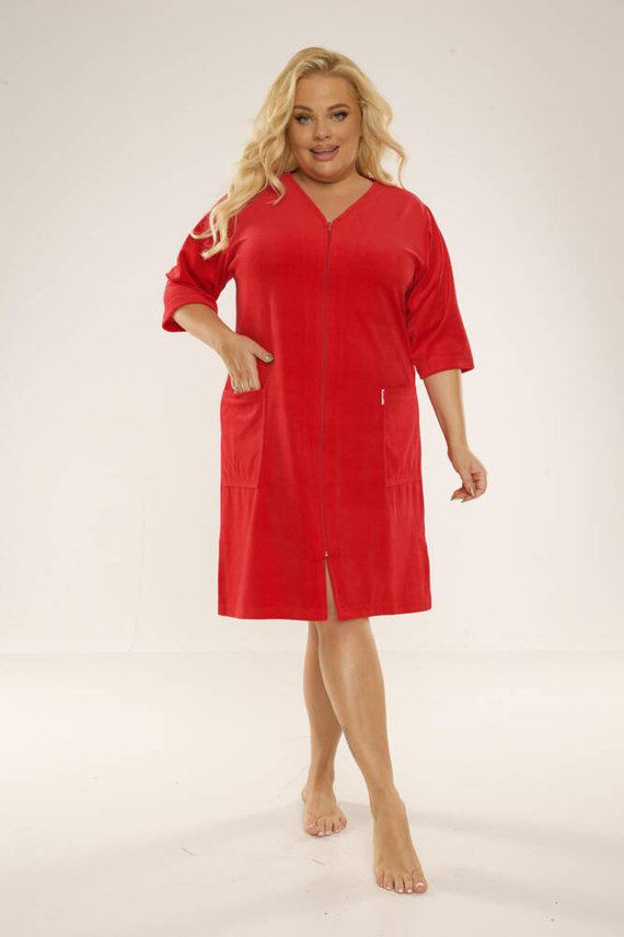 431 Velour Forex Damen Morgenmantel - rot