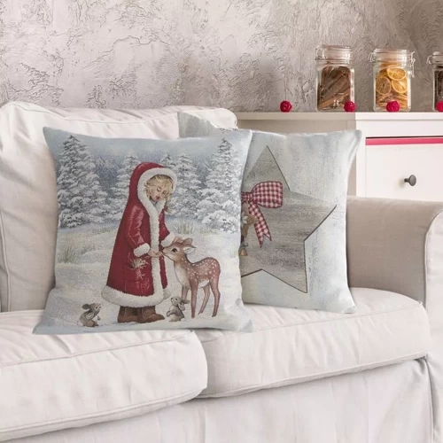 Chp 1154 Gobelin-Weihnachtskissenbezug Mrs. Claus Eurocurtains beige
