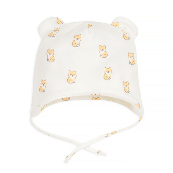 Lovely Day Pinocchio gebundene Babymütze – ecrufarbene Hunde