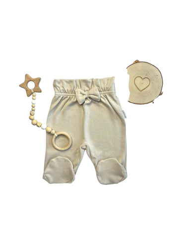 Baby-Schlafanzüge mit hoher Taille, Mamatti PG15217 – Beige, glatt, Baumwolle