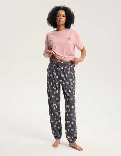 Damen-Pyjama Henderson Ginni 45420 100% Baumwolle Lange Hose Katzen