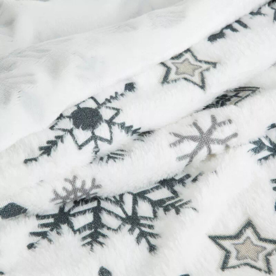 Eurofirany Weihnachtsdecke, Weiß, Marineblau, Schneeflocken – weicher Überwurf aus Mikrofaser, 240 g/m²