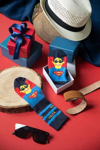 M41Z Super Dad Socken Socken Italienische Mode - marineblau/farbig