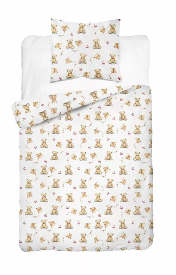 5453 A Teddybär Kinder-Baumwollbettwäsche Detexpol beige