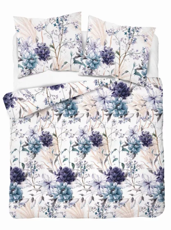 5222 Eine Satinbettwäsche mit Aquarellblumen in Lavendeltönen von Detexpol