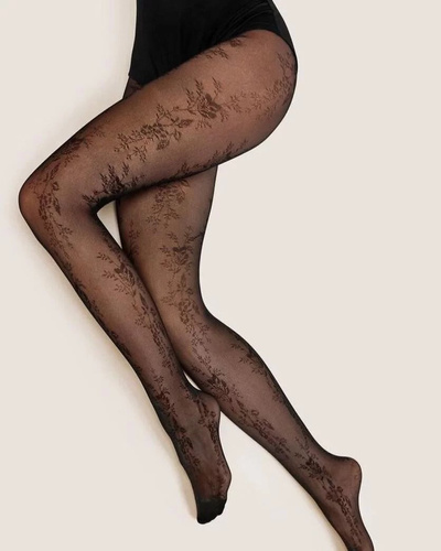 Strumpfhose Gabriella Doris 30 den Blumenmuster elastisch komfort