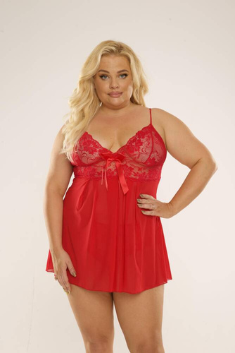 901 Agathe Plus Size Halter Nachthemd + Forex Shorts - rot
