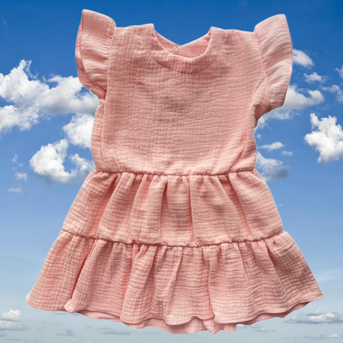 Rosa Musselin Kleid Mamatti SE50506 leichtes Baumwollkleid für Mädchen