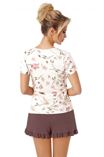 Amaris Short Donna Damenpyjama – Ecru – Braun