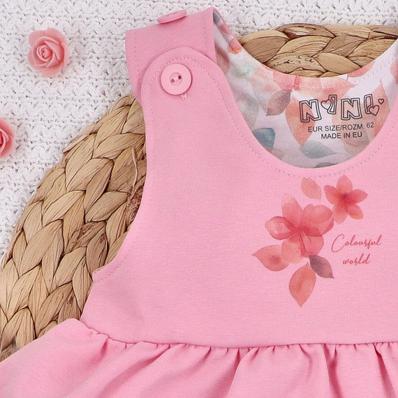 ABN-5427 Bunte Blumen Bio-Baumwollkleid Nini rosa