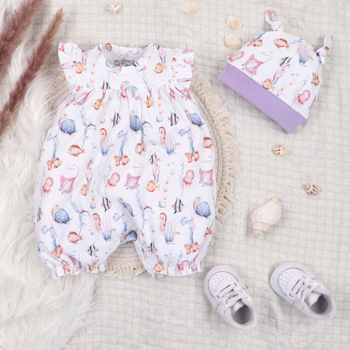 ABN-5481 Underwater World Baby Rampers Nini – Bio-Baumwolle, kurze Ärmel