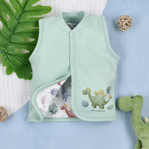 ABN-5575 Dino Explorer Nini Weste – Bio-Baumwolle, bequemer Verschluss