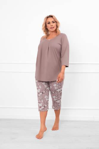 Damen Schlafanzug Oszima - 3/4 Ärmel und Hose, Baumwolle Italian Fashion  