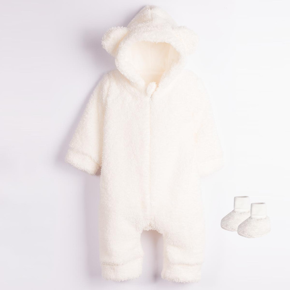 226269 Nicol HANIA Strampler mit Bärchen + Baby-Booties, cremefarbenes Set