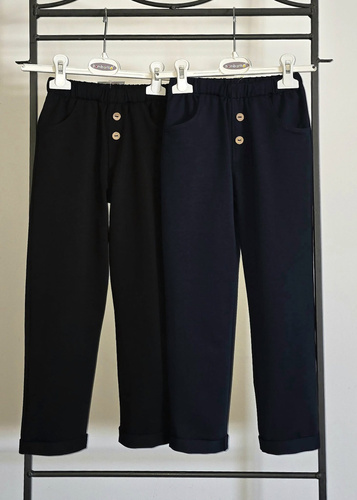 Adaś Bambarillo Dunkelblaue Jungen Baumwollhose mit Knöpfen