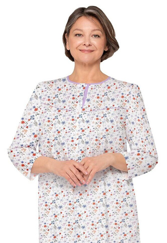 204 Bogna II Martel Nachthemd mit Reißverschluss – Weiß-Lila 25