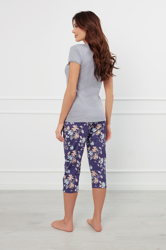 Pulia Schlafanzug Damen kurzarm, 3/4 Hose Italian Fashion - melange/print 