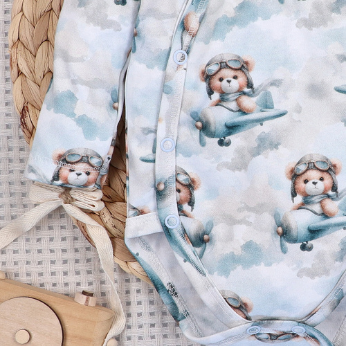 NINI ABN-5741/PIL Wickelbody aus Bio-Baumwolle Baby Bear Pilot mit Bärchen