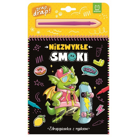 AKS609-8 Außergewöhnliches Drachen-Rubbelbuch mit Axiom-Stift