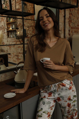 86666 Marcella Pyjama-Bluse Möwenbeige