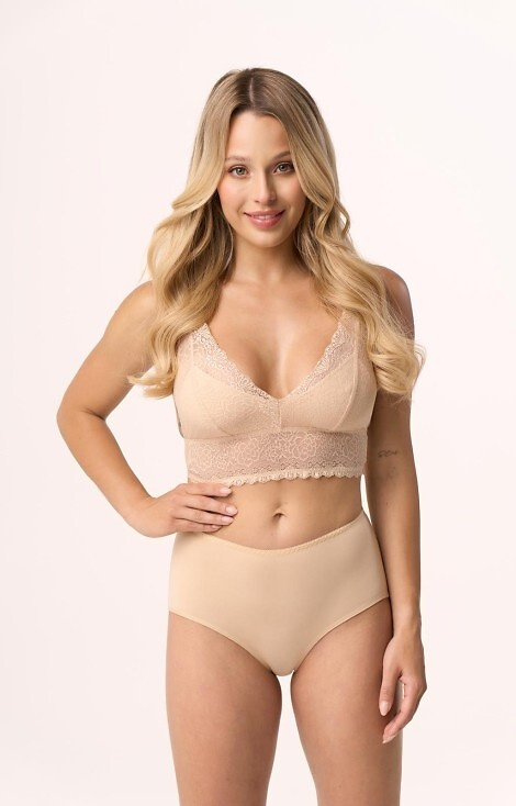 bbl 214 Babell Höschen – Beige, Baumwolle, hohe Taille, Spitze hinten