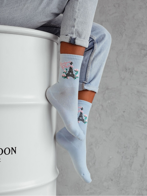 0200-166 Bonjour Paris Milena Damensocken – blau