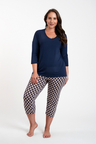 Milda Damen Schlafanzug 3/4 Ärmel, 3/4 Hose Italienische Mode