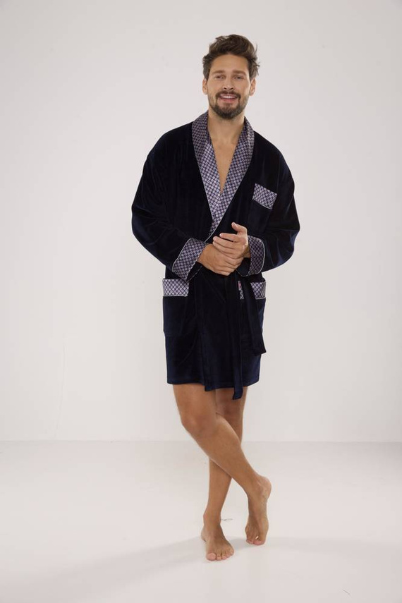 772 Bonjour Herren-Forex-Bademantel - navy blau