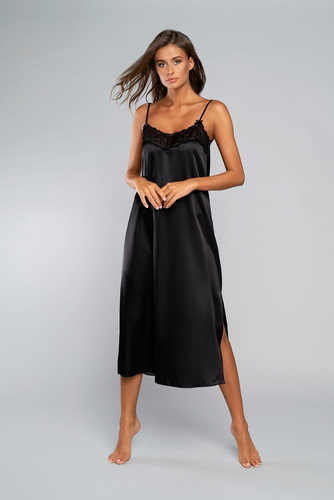 Touch Nachthemd schmaler Träger, lang Italia Fashion - schwarz