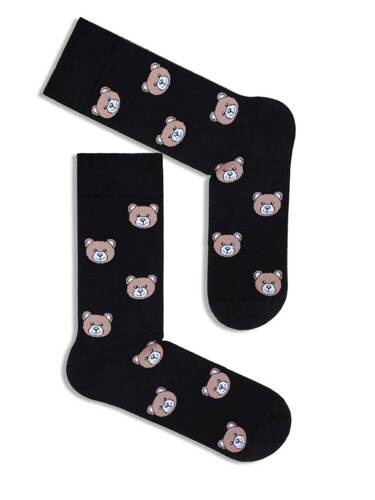 0125-033 Teddy Bears Heads Herrensocken Milena - schwarz