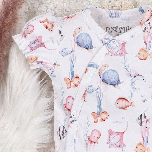 ABN-5473 Underwater World Nini-Body mit Umschlag – Bio-Baumwolle, kurze Ärmel
