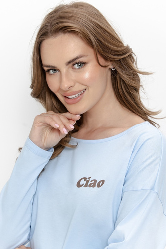 Damen-Pyjama Taro Freja 3631 Blau 100% Baumwolle Langarm mit Bärmotiv