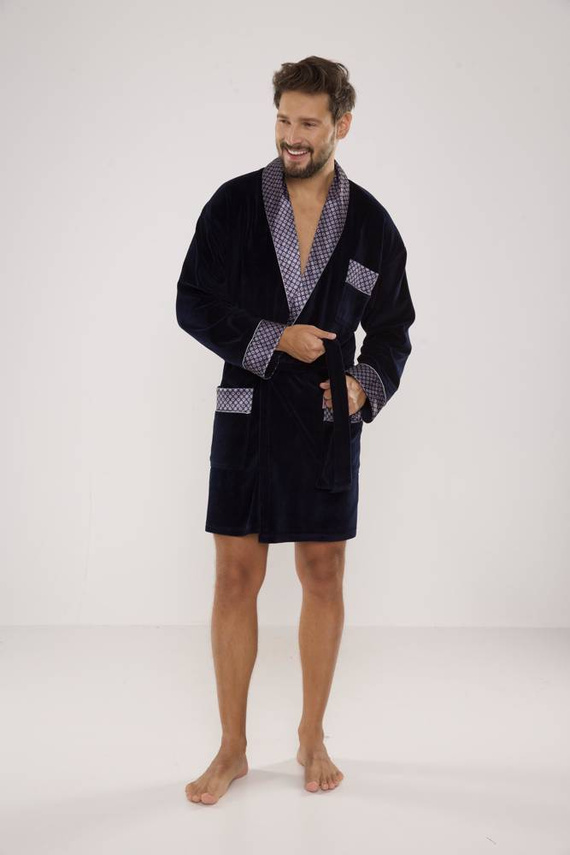 772 Bonjour Herren-Forex-Bademantel - navy blau