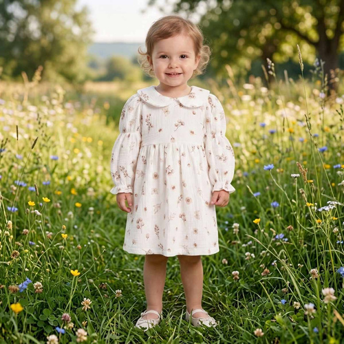 Mädchenkleid Nicol 224280 Musselin 100% Baumwolle Langarm