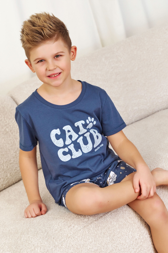 7205 „Cat Club“ Unisex Doctor Nap Kinderpyjama – tiefblau